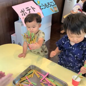 一番ポテト詰めができたお友だちが自慢気に見せてくれました。