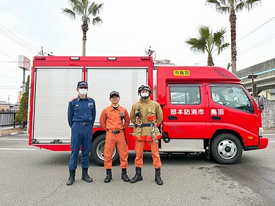 避難訓練でお世話になった消防士のみなさん