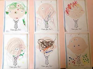 父の日にちなんで制作したお父さんの顔作品