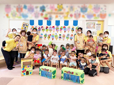 ほほえみキッズ園はしまの夏まつり記念撮影