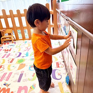 海の生きものマッチングに挑戦する子ども